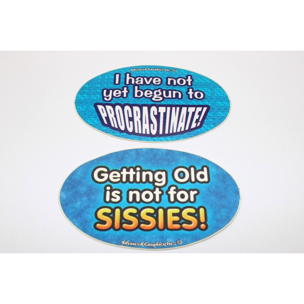 Vintage 90s Advanced Graphics Humorous Oval Stickers - apprx 3.25"